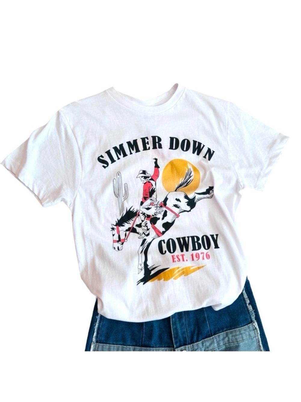 GYPSY OUTLAW Simmer Down Cowboy Graphic Tee Western Cowgirl T-Shirt S